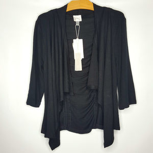 Cupio Black Shirred Shrug Sweater Sz Small